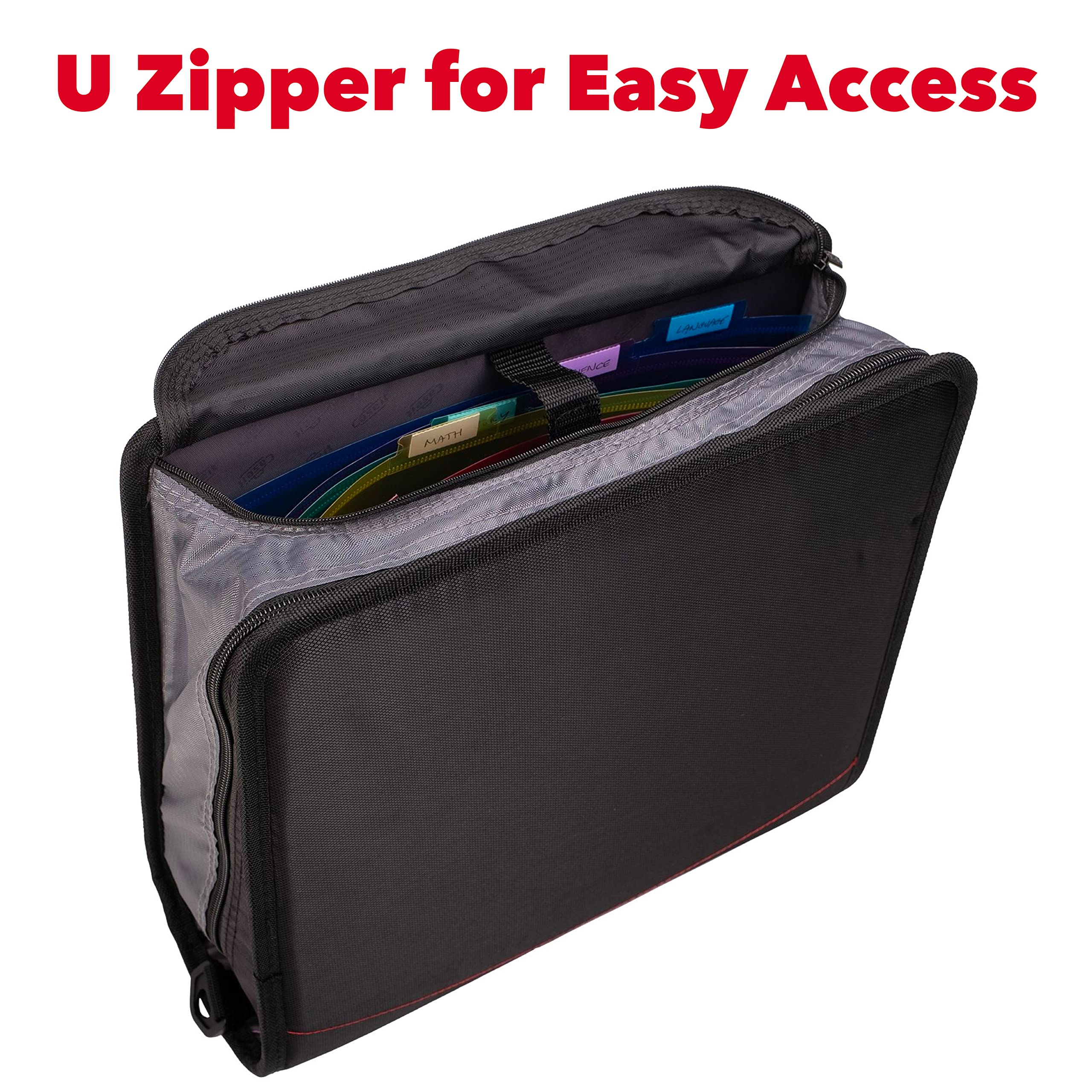 Case-it King Sized Binder 4-Inch D-Ring Jet Black | 800 Sheet Capacity | 5 Subject File Folder | With Shoulder Strap | Pack of 4 - Image 8
