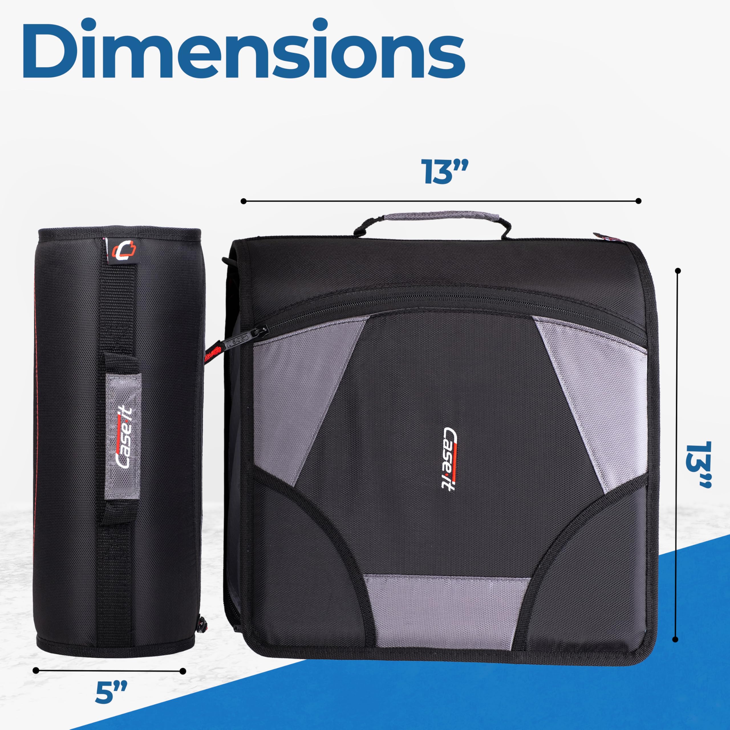 Case-it King Sized Zip Tab School Zipper Binder | 4-Inch D-Rings, 800 Sheet Capacity, 5-Subject Expanding File Folder, Multiple Pockets & Storage Organizer, Shoulder Strap | D-186 Jet Black | 4 Pack - Image 5