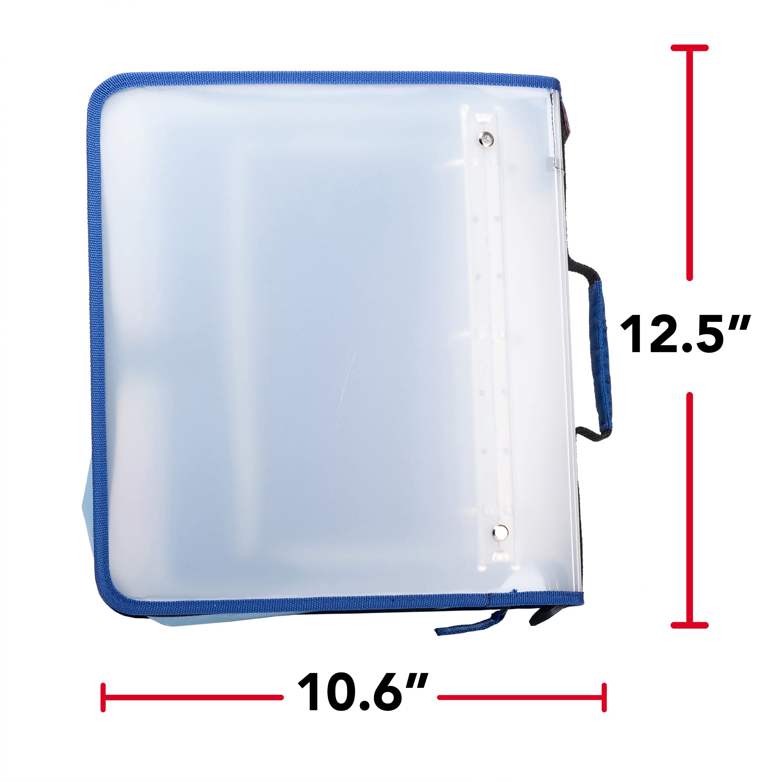Case-it Transulcent Go Tab Zipper Binder, 2" O-Ring with 5-Color tabs, Expanding File Folder and Shoulder Strap and Handle, PS-430, Blue - Image 5