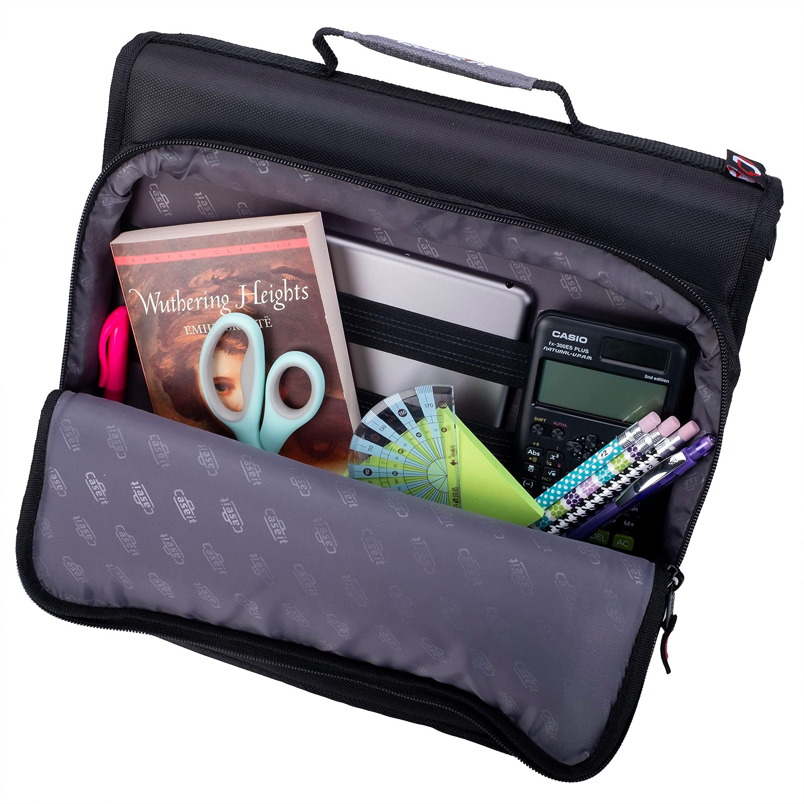 Case-it Universal Zipper Binder | 2-Inch O-Rings, 13-Inch Laptop/Tablet Padded Pocket, 400 Sheet Capacity, Multiple Storage Pockets & Shoulder Strap | School & Office Organizer | LT-007 Mint Blue - Image 9